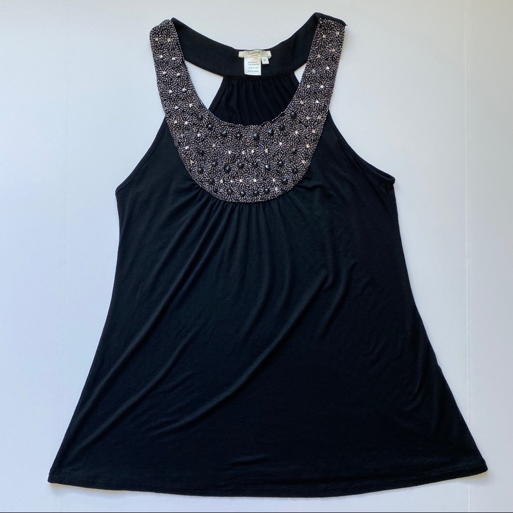 Dressy black tank top with embellishments